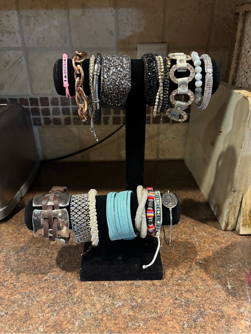 ⚫️Mixed Bracelet Stack with Sparkle & Leather